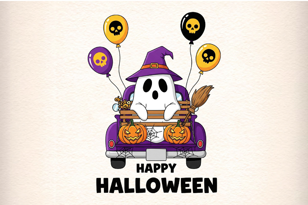 Happy Halloween Boo Truck PNG, an Illustration by Craft Nest (Photo 1 of 6)