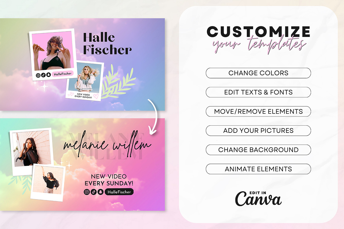 YouTube Branding Kit For Canva, a Social Media Template by OniriqveDesigns (Photo 8 of 10)