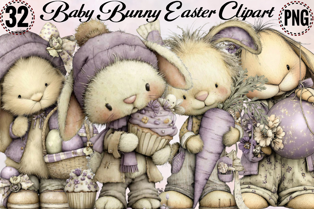 Baby Bunny Easter Clipart Bundle, an Illustration by SVGArt (Photo 4 of 8)