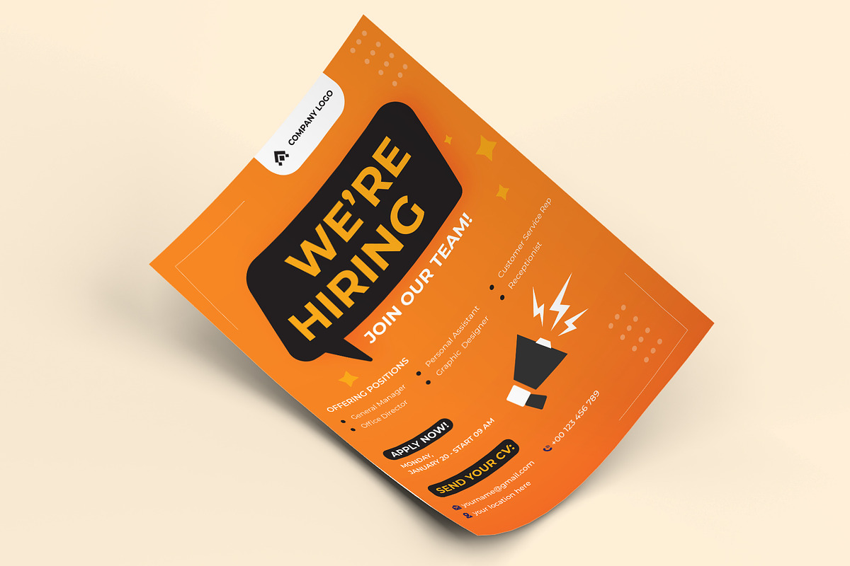 Job Hiring Flyer Template, a Print Template by Sharifull11 (Photo 2 of 3)