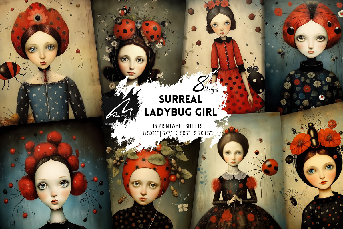 Whimsical Ladybug Girl, Collage Page, a Person Illustration by Digital Art Mahdiseño (Photo 1 of 9)