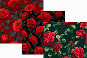 Seamless Red Rose Pattern, an Illustration by Craft Nest (Thumbnail 4 of 6)
