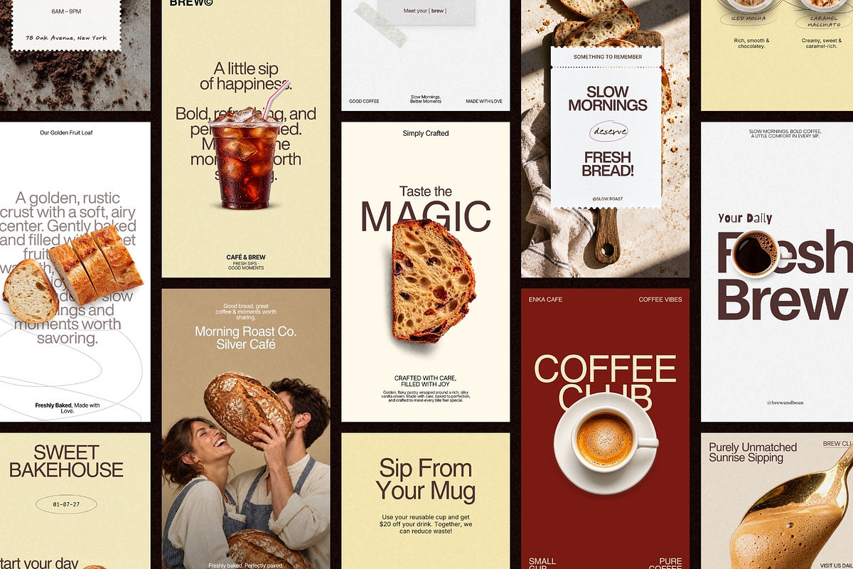BREW | Cafe Instagram Template (I), a Social Media Template by Prapti Design (Photo 2 of 10)