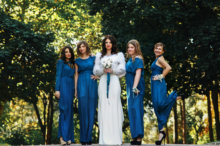 Bride with bridesmaid in the park containing amazing, beautiful, and beauty, a Person Photo by IvashStudio