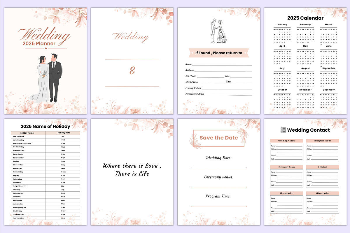 2025 Wedding Planner Canva Template, a Stationery Template by Mustafiz (Photo 2 of 6)