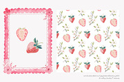 strawberry watercolor clipart set, a Decorative Illustration by Patishop Art (Thumbnail 3 of 6)