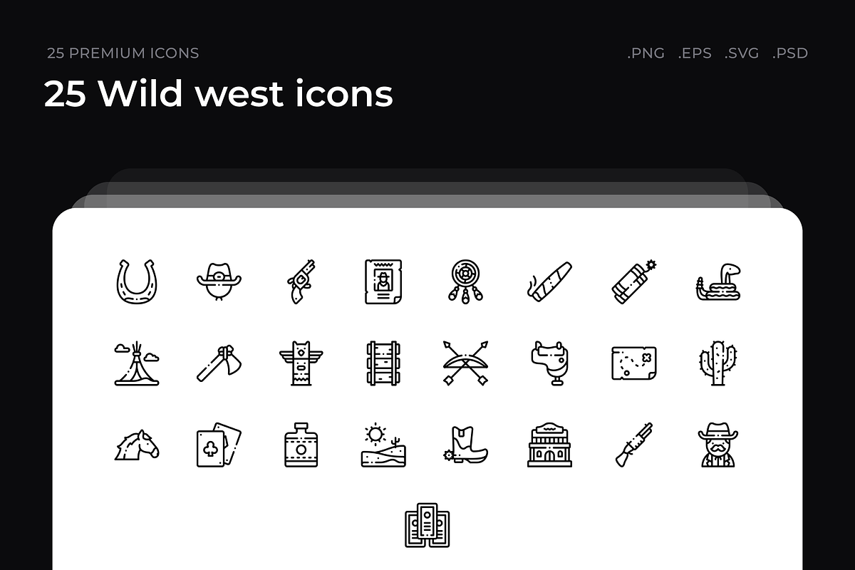 25 Wild west icons, an Outline Icon by Wencory (Photo 1 of 2)