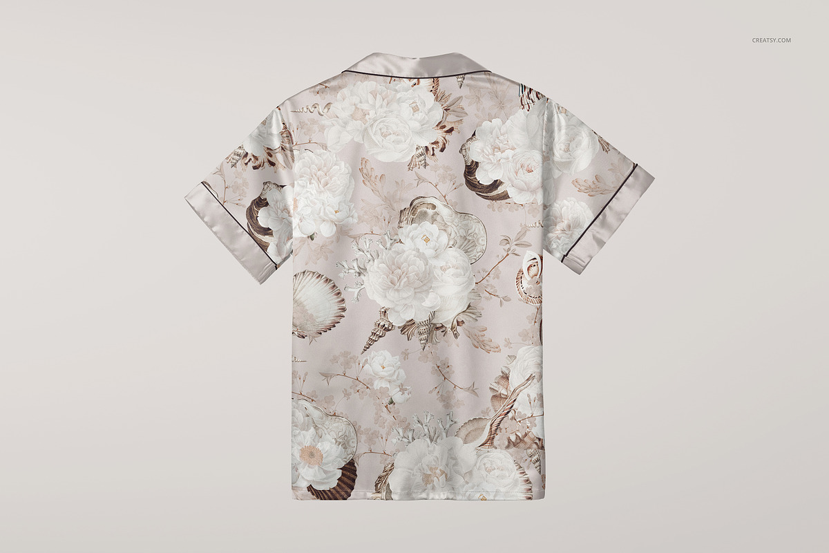 Silk Short-sleeve Pyjama Mockup Set, a Bottom Mockup by creatsy5 (Photo 7 of 12)