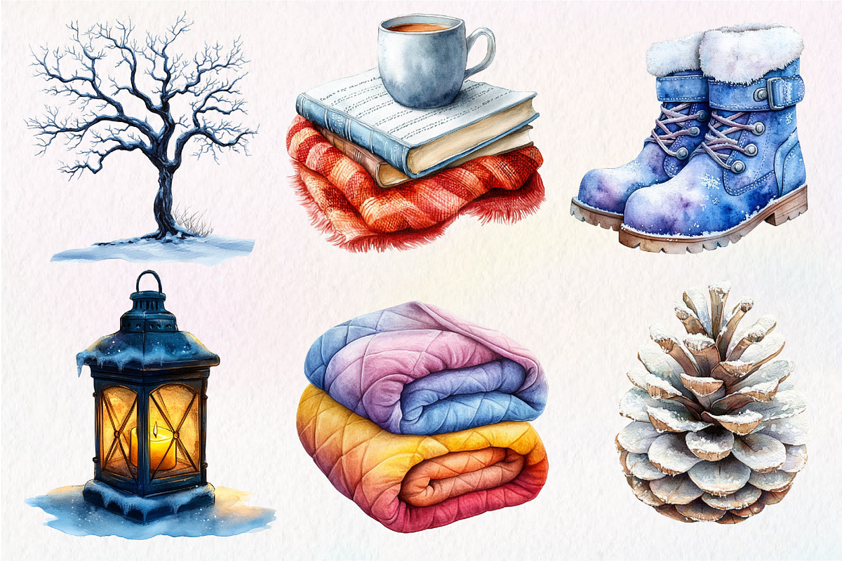 Winter Mood Watercolor Clipart, an Illustration by Dream Creation (Photo 6 of 6)