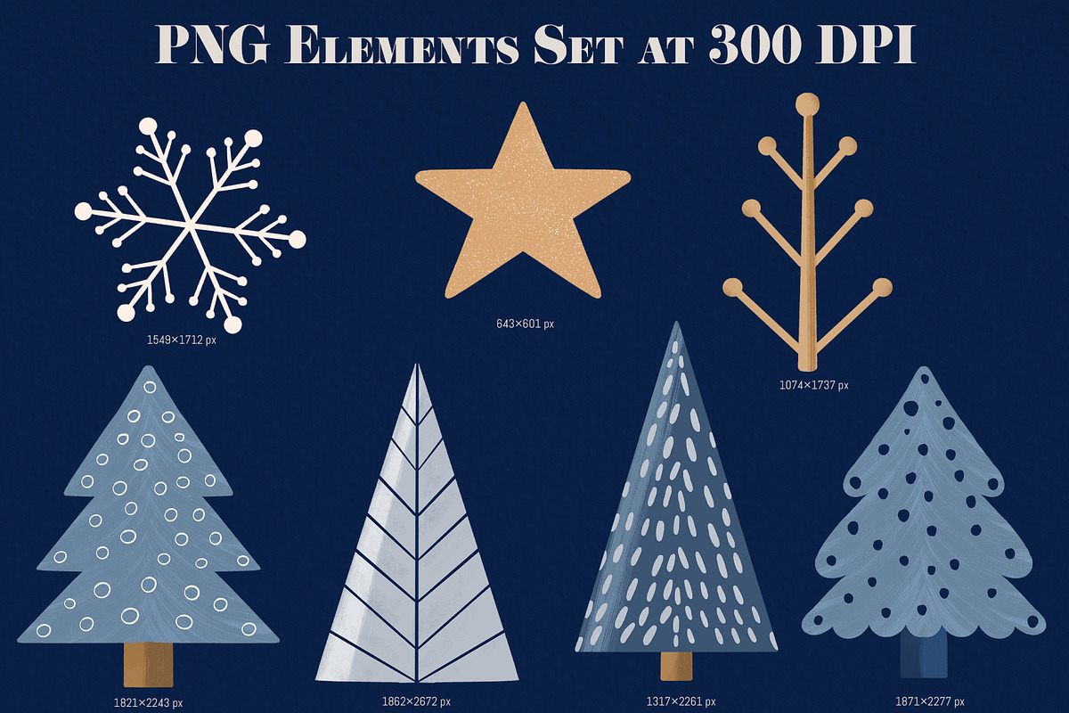 Blue & Gold Christmas Clipart, an Animal Illustration by The Audacious Brush (Photo 4 of 16)
