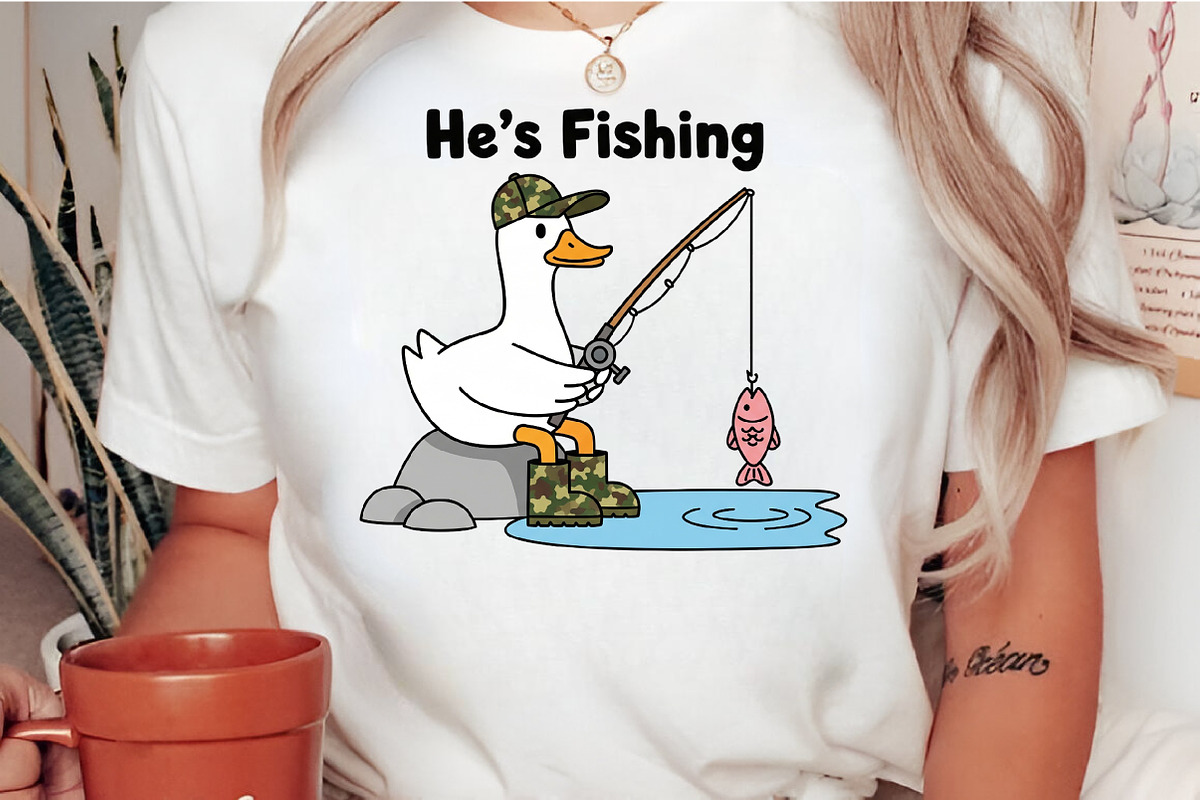 Funny Goose Fishing Clipart, an Illustration by Craft Nest (Photo 2 of 6)