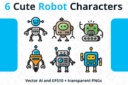 6 Cute Robot Characters, an Animal Illustration by Manudesign (Thumbnail 1 of 4)