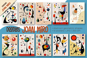 Posters in the style of Joan Miro 01, a Decorative Illustration by KENO Mascots