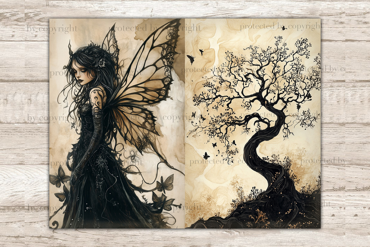 Gothic Fairy Junk Journal Pages, a Person Illustration by GlamArtZhanna (Photo 5 of 9)