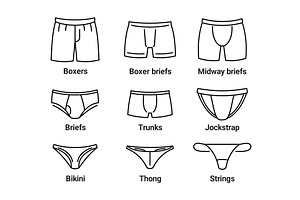 Mens underwear types. Male, an Illustration by Stock-Smart-Start
