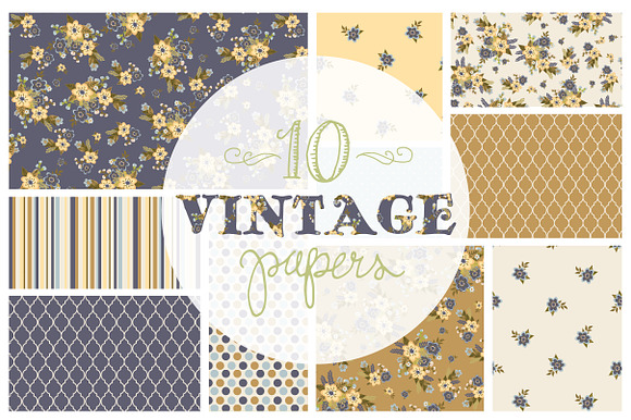 Vintage Floral Papers / Backgrounds preview 5