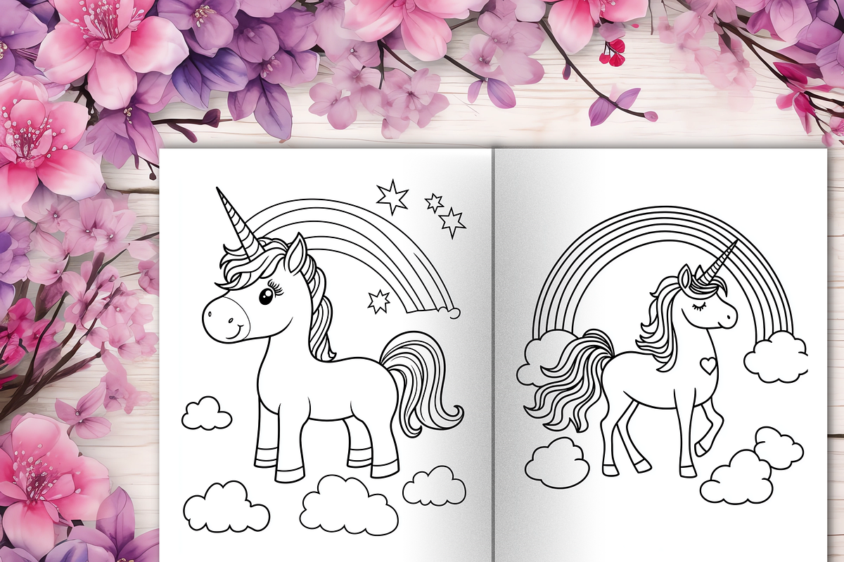 Cute Unicorn Coloring Book for Kids, an Animal Illustration by LA Design (Photo 6 of 8)