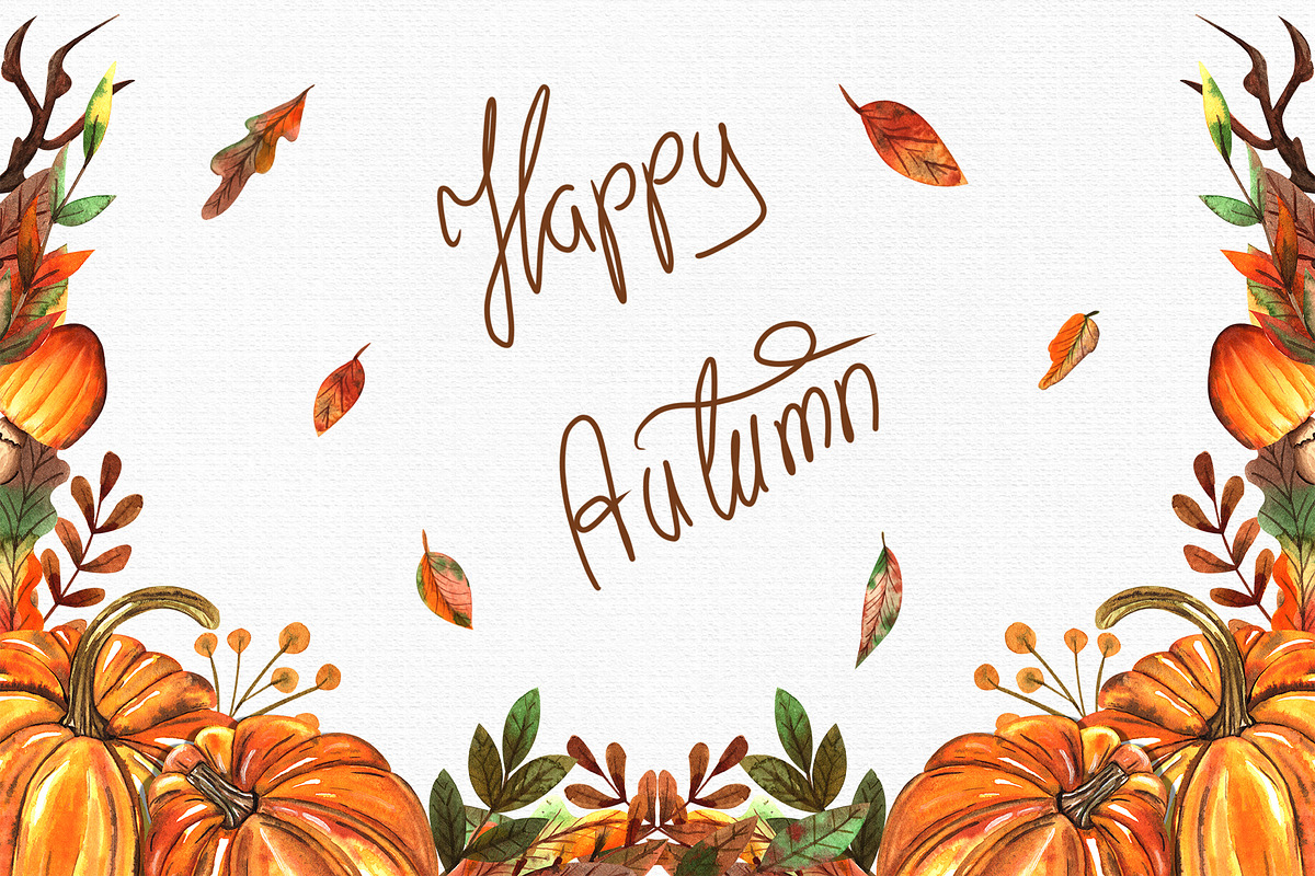 Watercolor Autumn Collection, an Illustration by TanataDesign (Photo 7 of 7)