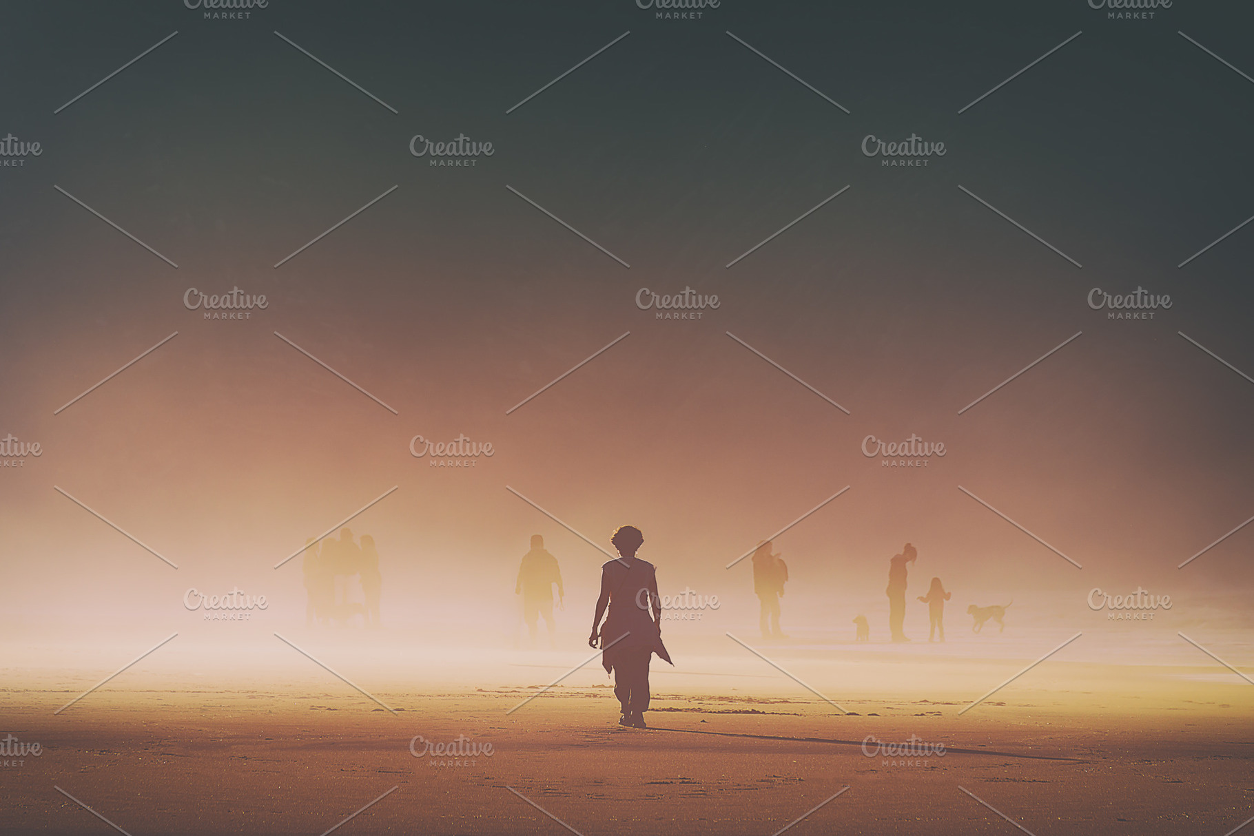 lonely woman walking on beach, a Nature Photo by mimadeo