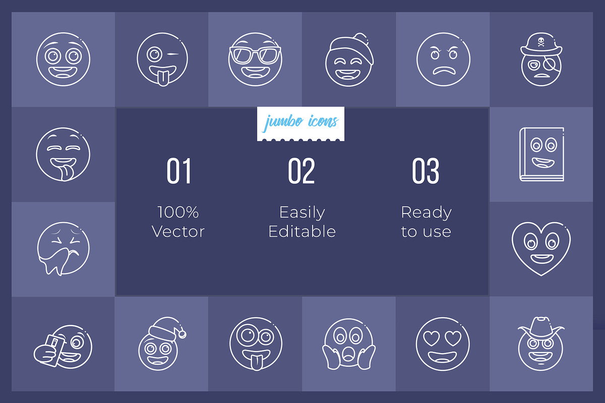 Emojis Line Icons V2, an Outline Icon by Jumbo Icons (Photo 2 of 5)