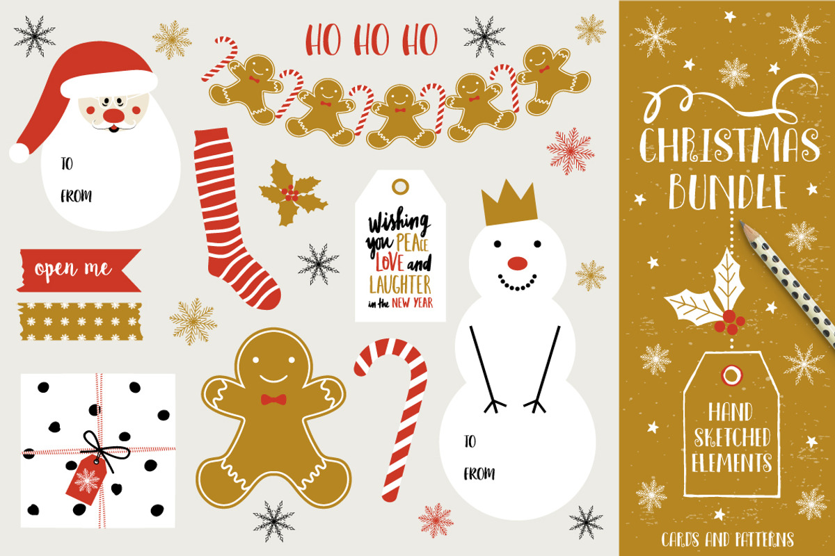 Christmas Bundle: handdrawn elements, an Illustration by lokko studio (Photo 1 of 4)