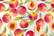 Watercolor Peach Fruits Clipart, a Food Illustration by Olga Begak Art & Design (Thumbnail 4 of 7)