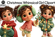 Christmas Whimsical Girl Clipart, an Illustration by Daily.Designs (Thumbnail 1 of 5)