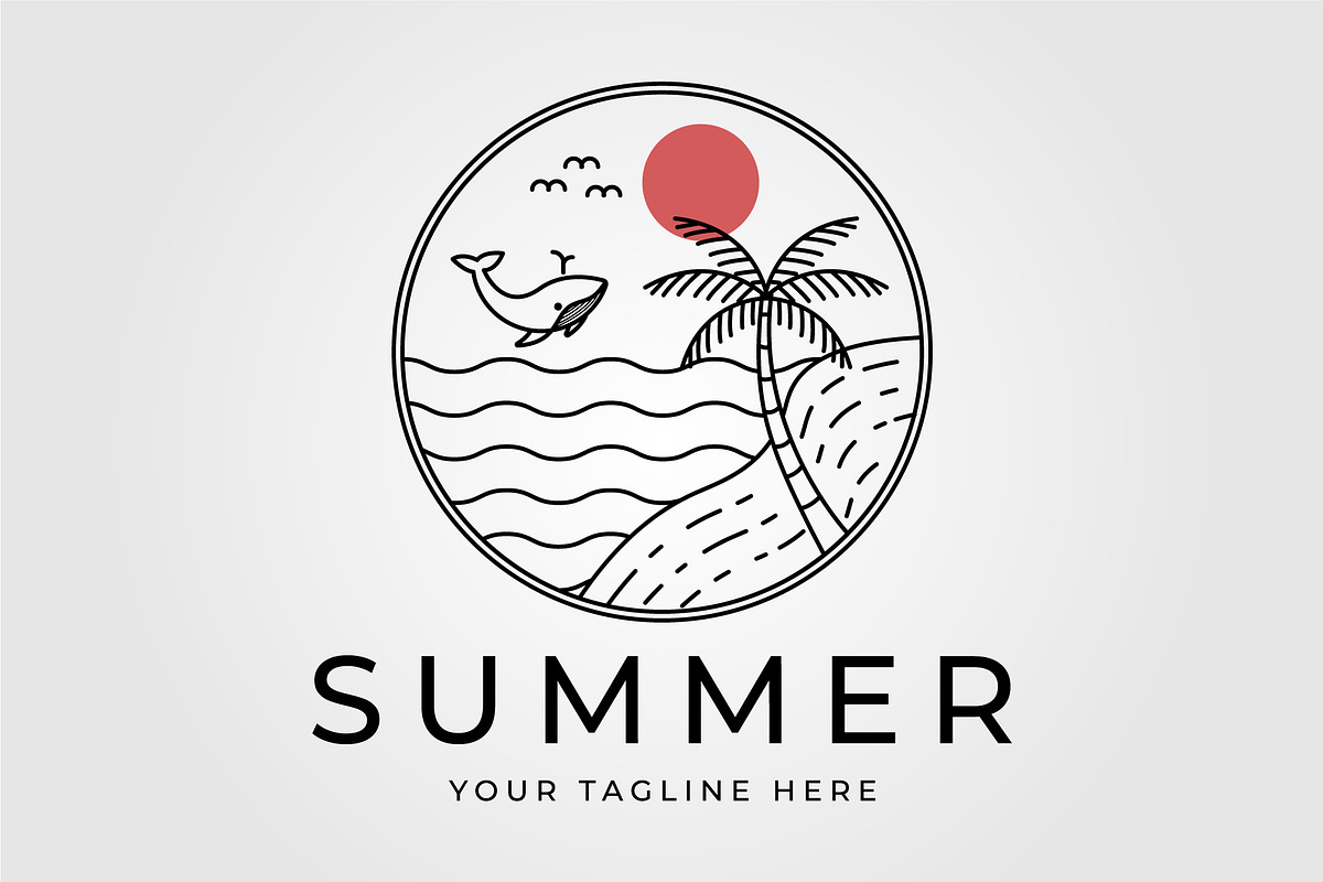 summer, beach, humpback whale logo, an Animal Illustration by Rizkaarishandy_shop (Photo 2 of 2)