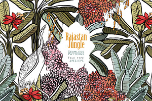 Rajastan Jungle. Seamless Patterns