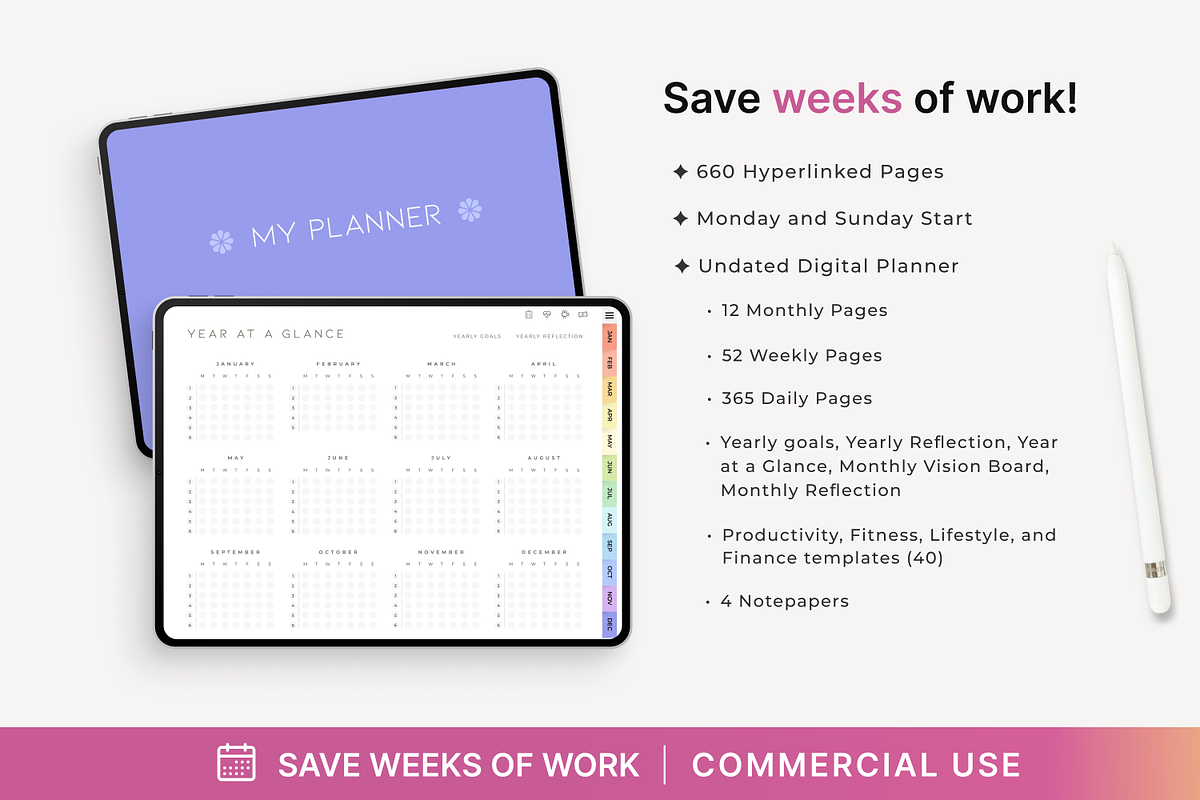 PLR Undated Digital Planner, a Design Template by Makii Templates (Photo 2 of 6)