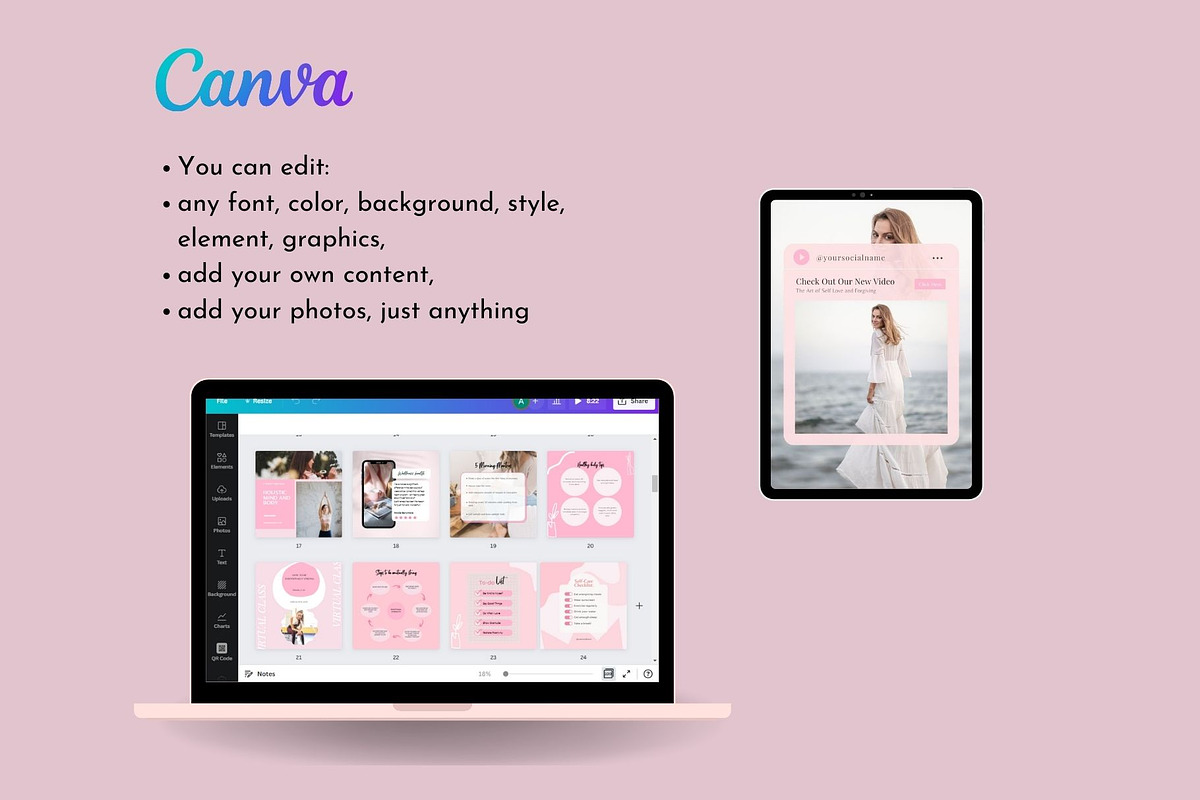 Wellness Instagram Template Canva, a Social Media Template by Deepa Template Studio (Photo 12 of 12)
