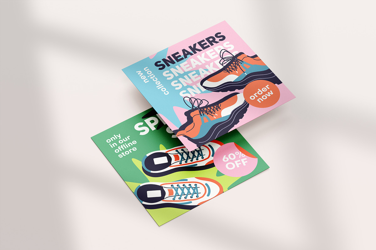 Modern sneakers set + ad templates, an Object Illustration by PaperTrident (Photo 11 of 16)