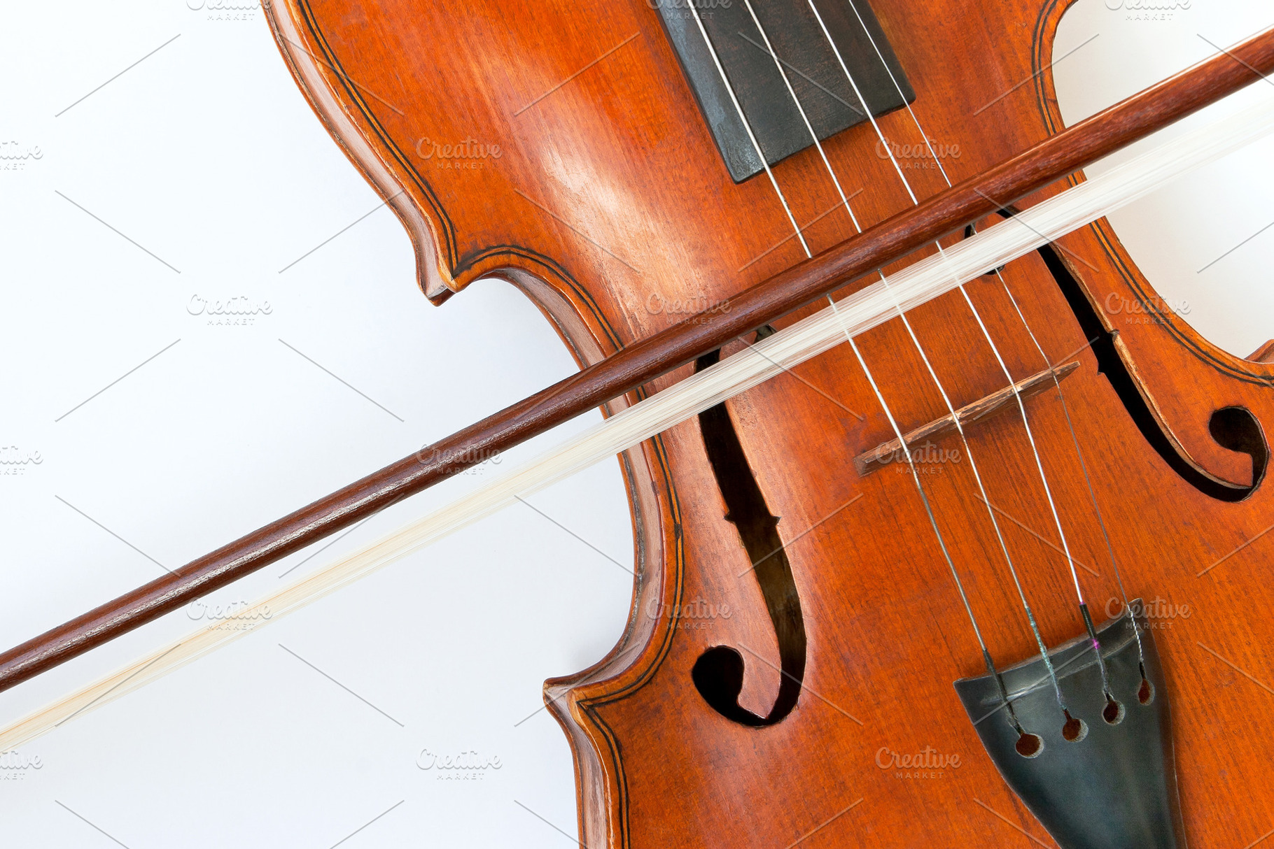 Violin with bow featuring violin, bow, and cu, an Arts & Entertainment Photo by SergeKa