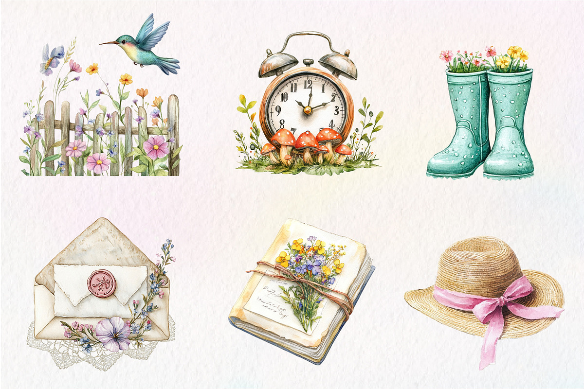 Summer Cottagecore Morning Clipart, an Illustration by CreationArt (Photo 2 of 9)