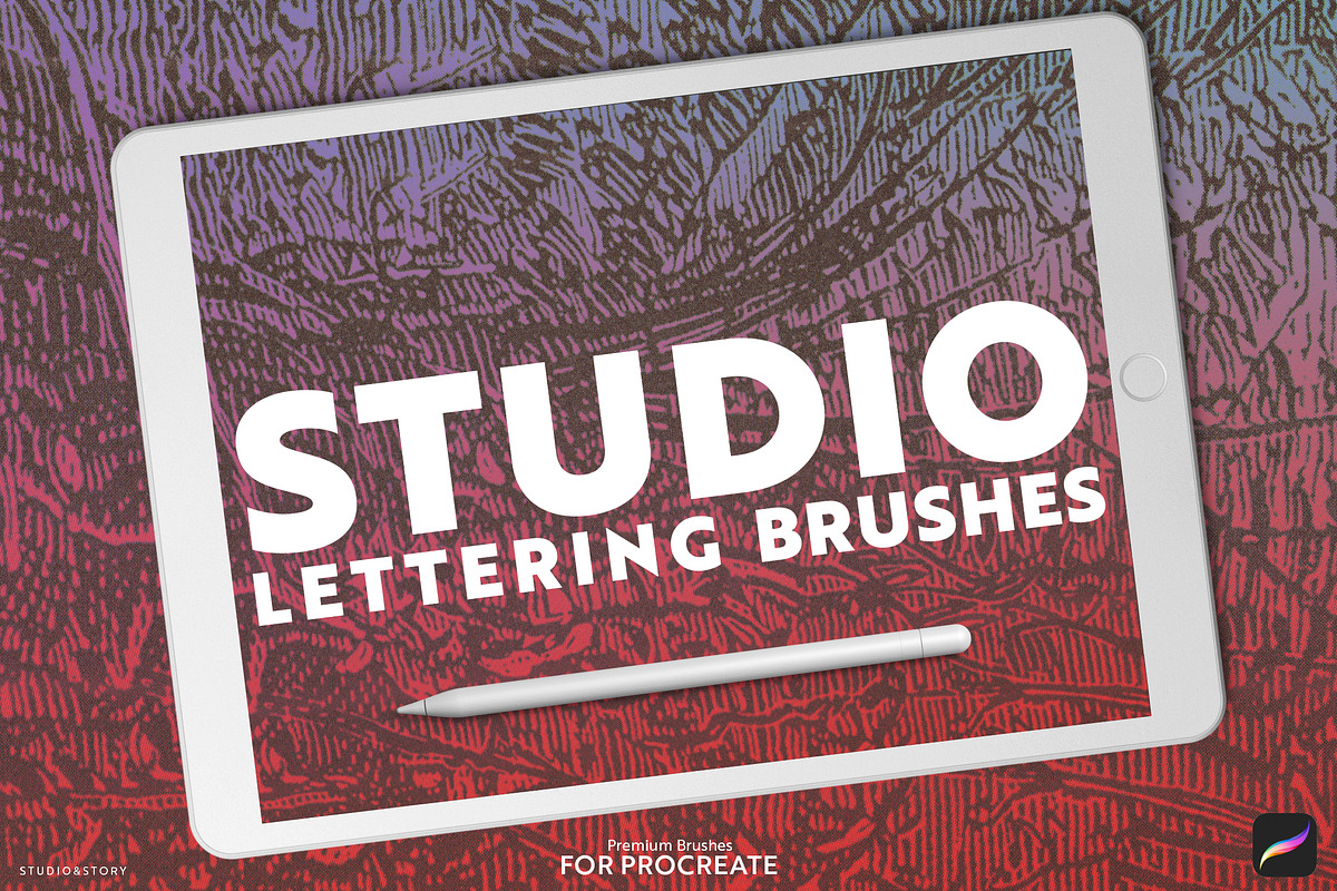 12 Lettering Brushes for Procreate, a Brush Add-On by Studio&Story (Photo 1 of 7)