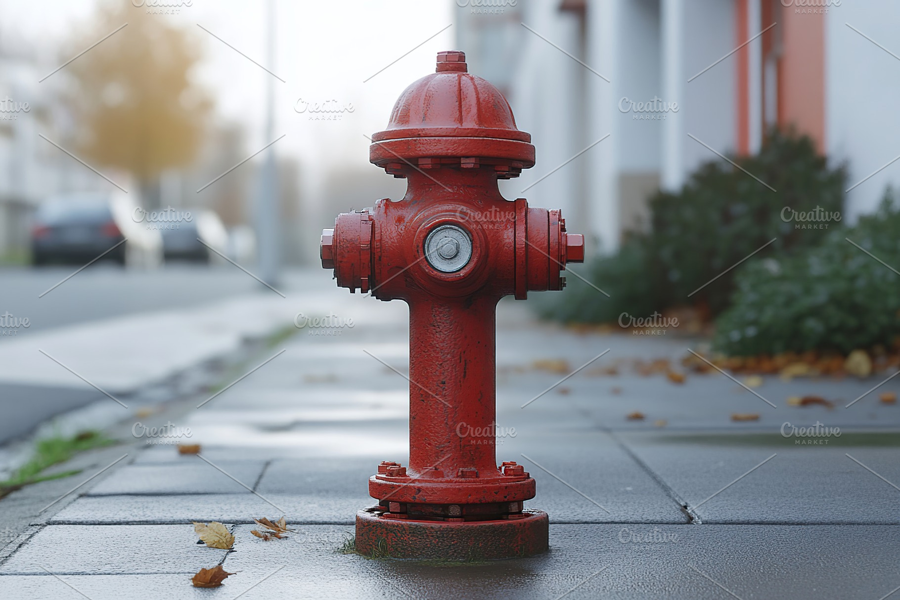 Red fire hydrant on city street, an Industrial Photo by AlyaAnd
