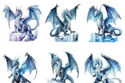 Watercolor Ice Dragons Clip Art, an Animal Illustration by Design Scotch (Thumbnail 4 of 7)