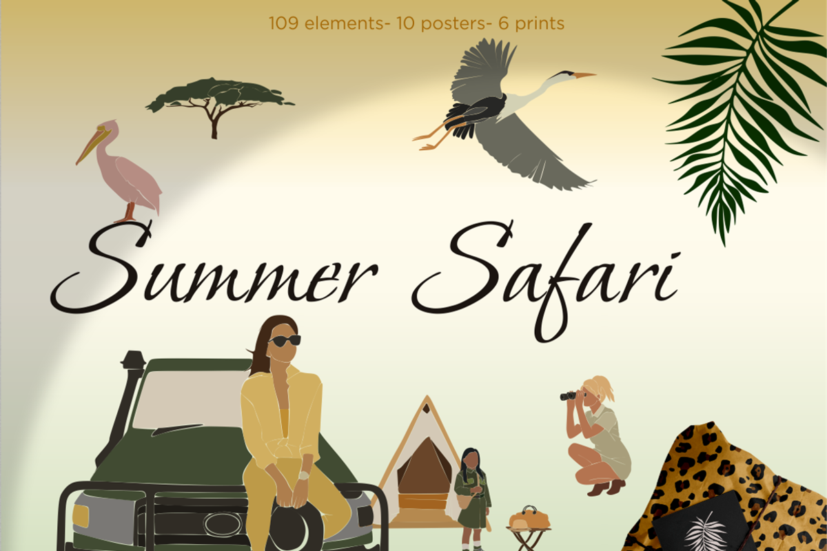 Summer collection, girls on safari, an Animal Illustration by Yana_mide (Photo 1 of 9)