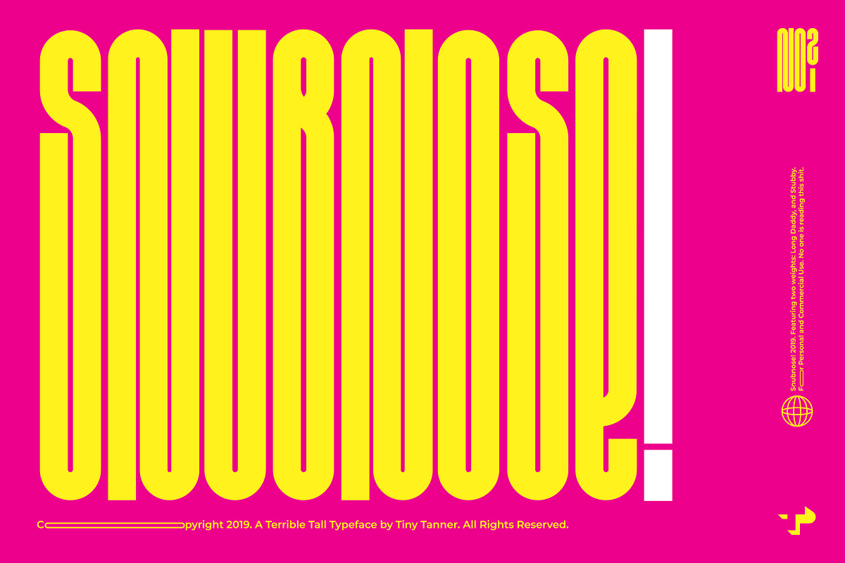 Snubnose! Display Typeface, a Font by tanner puzio. (Photo 1 of 6)