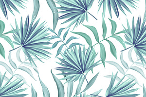 Tropical pattern. Jungle palm leaves