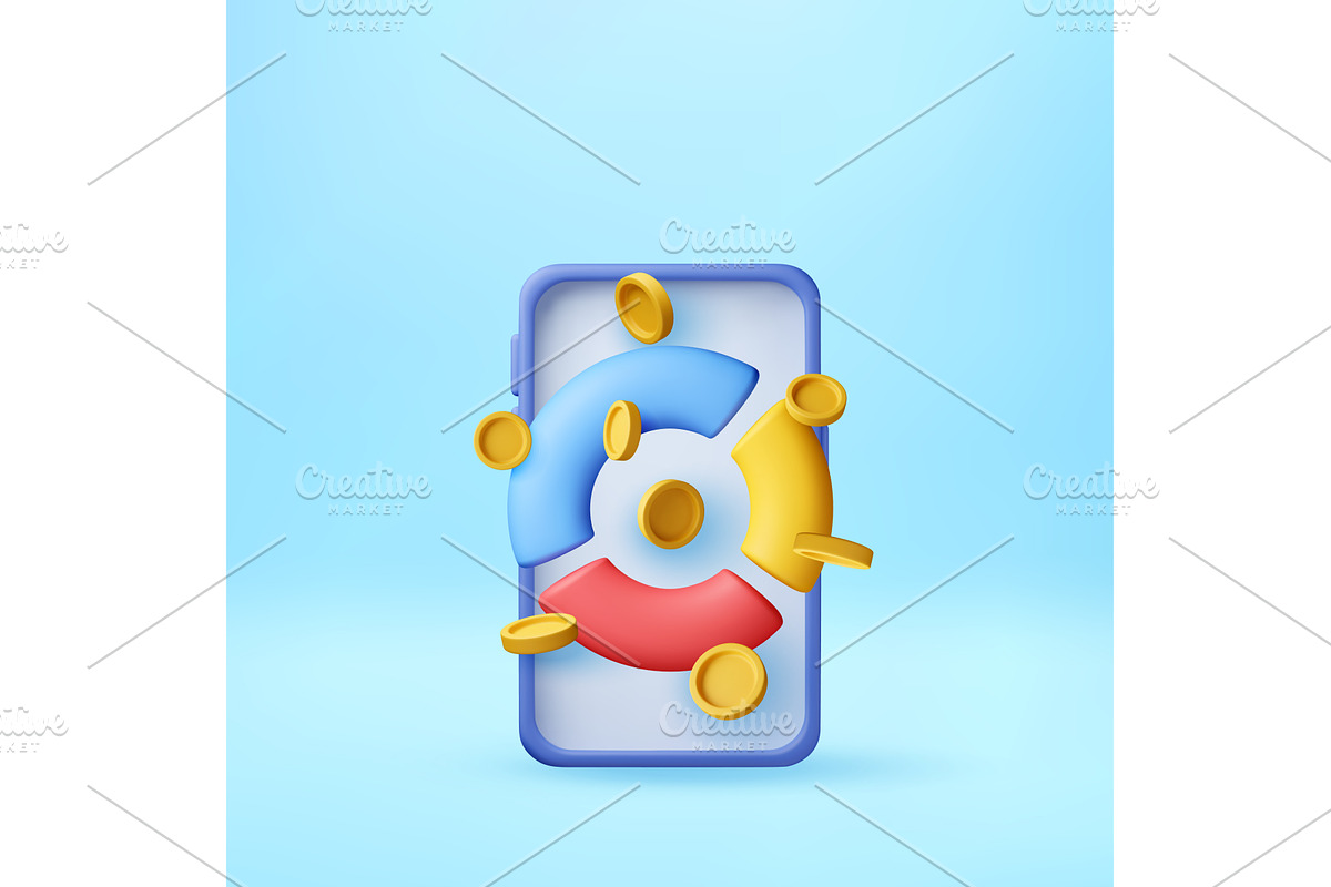 Mobile phone with abstract 3D shapes, an Illustration by Abscent