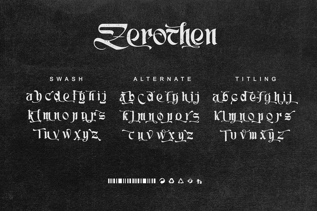 Zerothen - Gothic Display Typeface, a Blackletter Font by Letterara (Photo 11 of 14)