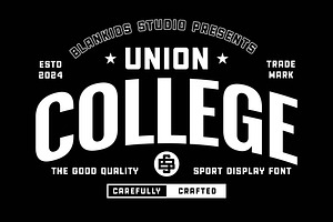 Union College a Sporty Display Font, a Sans Serif Font by Blankids Studio