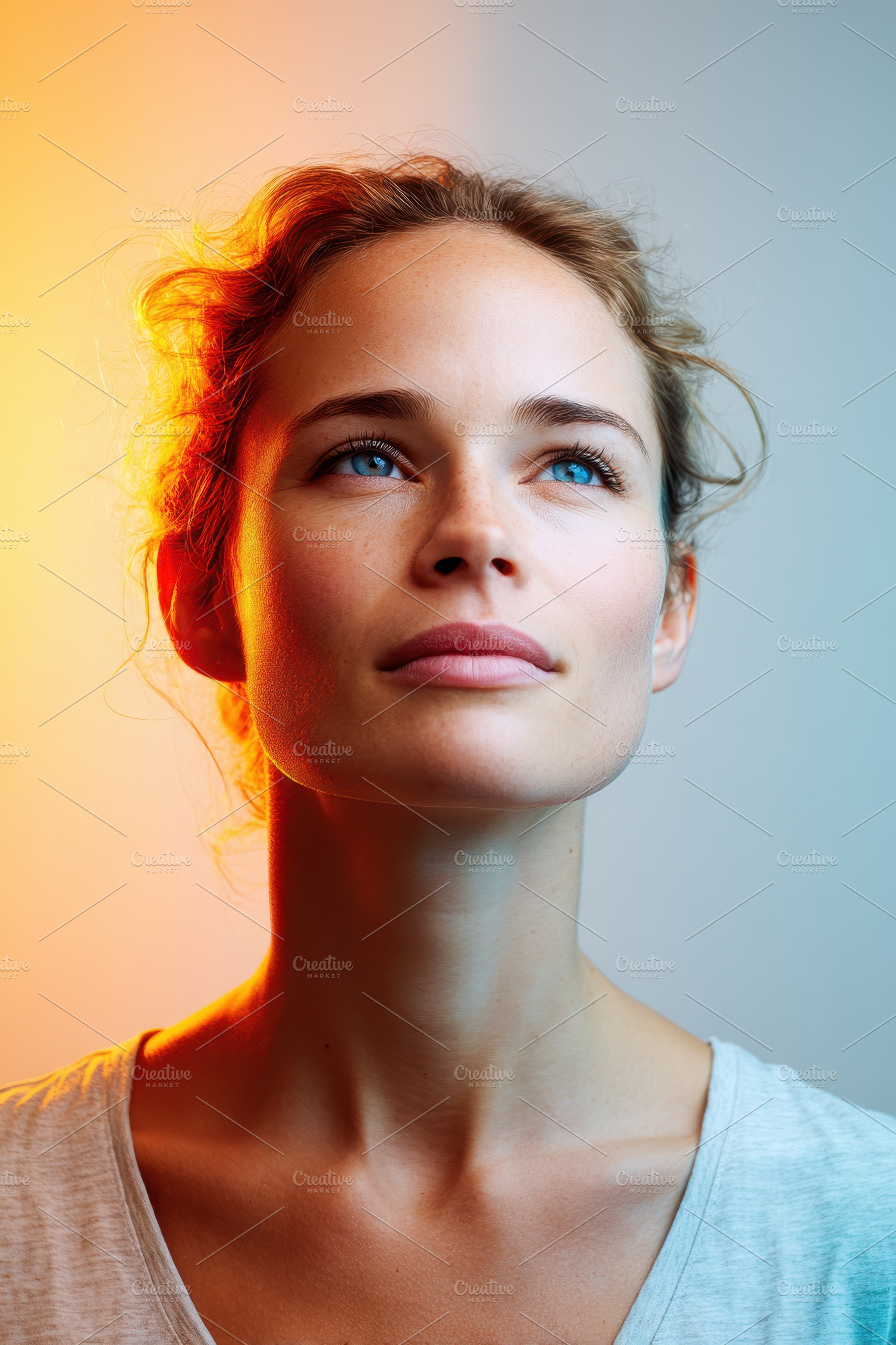 Serene portrait of a young woman with curly hair, a Person Photo by AlyaAnd