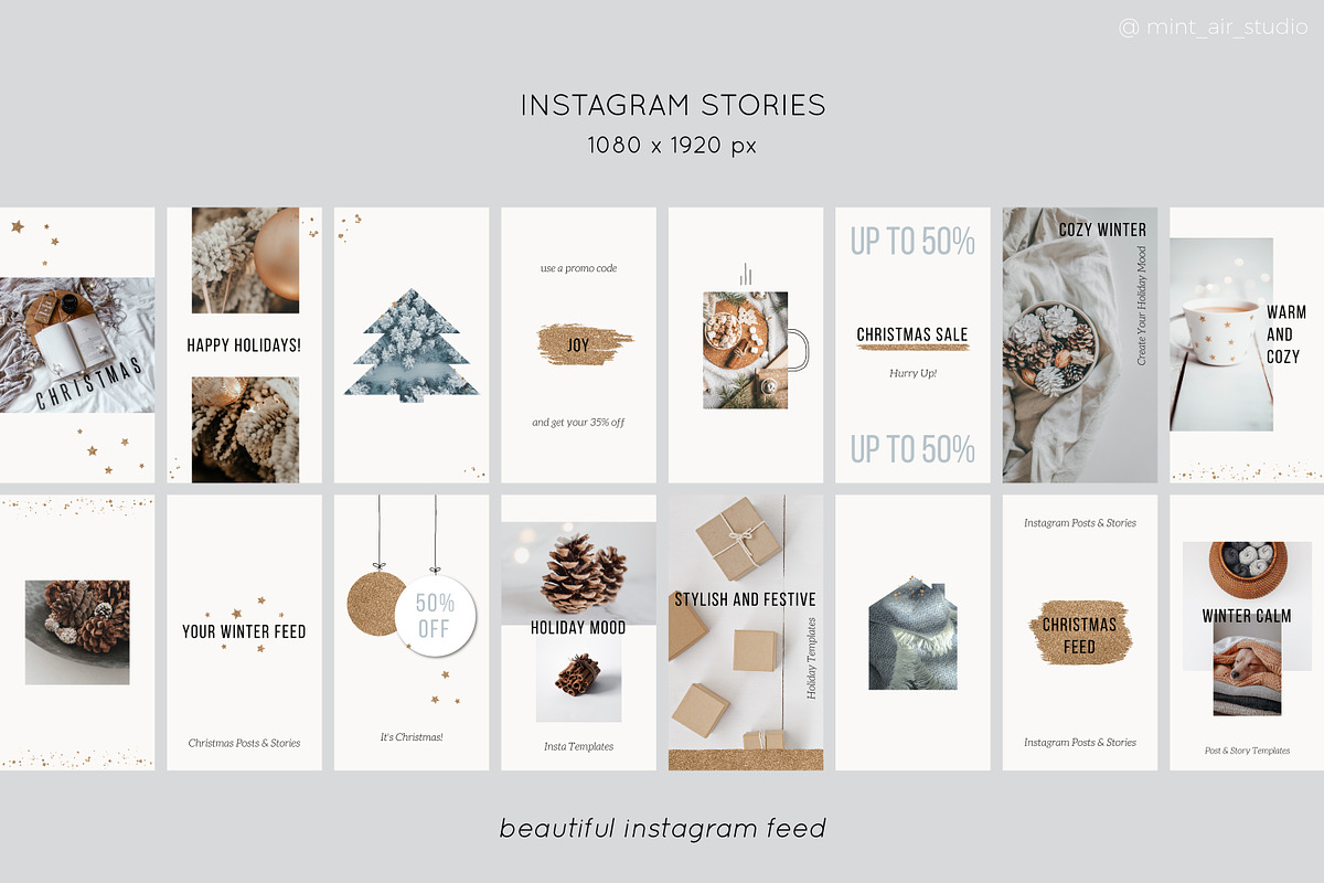 Instagram Post & Stories. CHRISTMAS, a Social Media Template by Mint Air Studio (Photo 6 of 9)