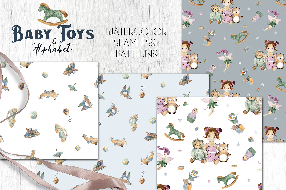 Watercolor Baby Toys & Alphabet, an Object Graphic by Ana-Sakuta (Photo 13 of 21)