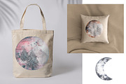 Watercolor Forest Moon Set, a Decorative Illustration by MayaNavits (Thumbnail 4 of 4)