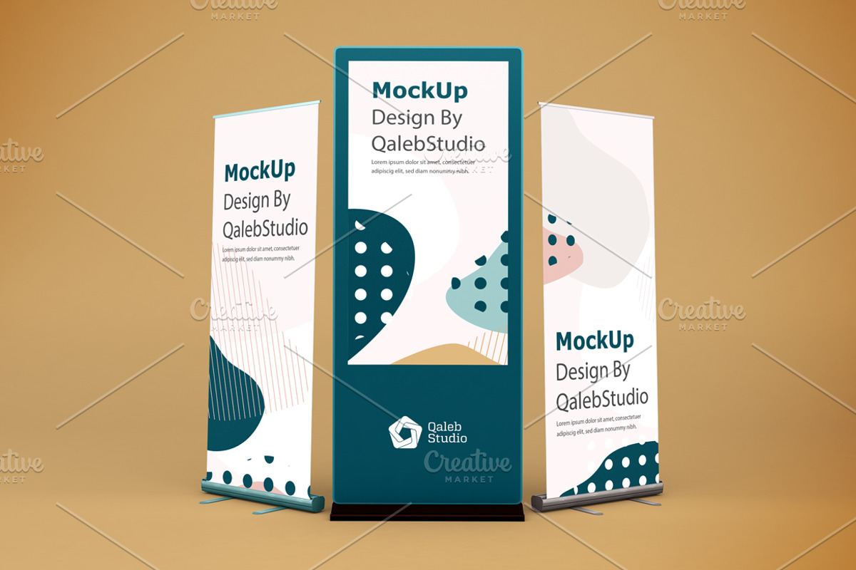 Digital Signage & Rollup Mockup, an Advertising Mockup by Qaleb Studio