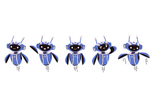 Cute chatbot AI characters set in, a Technology Illustration by art PVP - market
