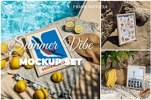 Set of 6 PSD Summer Poster mockups, a Product Mockup by SigaSigaMockup